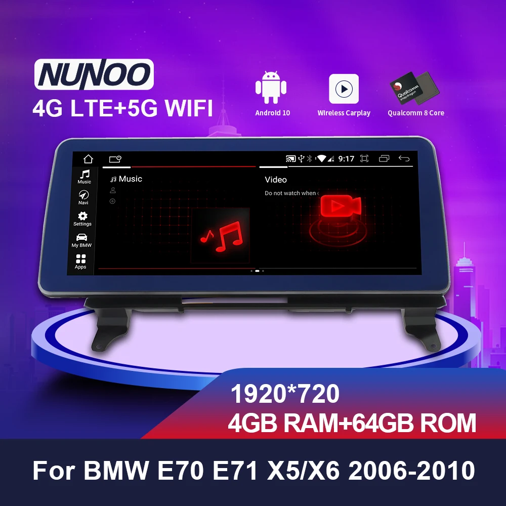 

Nunoo Android 10.0 car dvd player 8 Core 4G 64G For BMW X5 E70 X6 E71 2007-2013 CCC CIC System Autoradio GPS Multimedia IPS