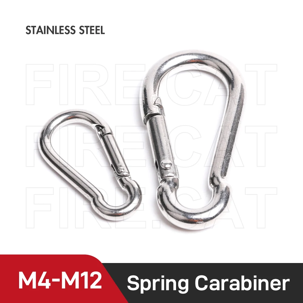 M4 M5 M6 M7 M8 M10 M11 M12 Spring Snap Carabiner Stainless Steel 1/3/4/5 Pcs Survival Ring Lock Hook Camping Climbing Equipment