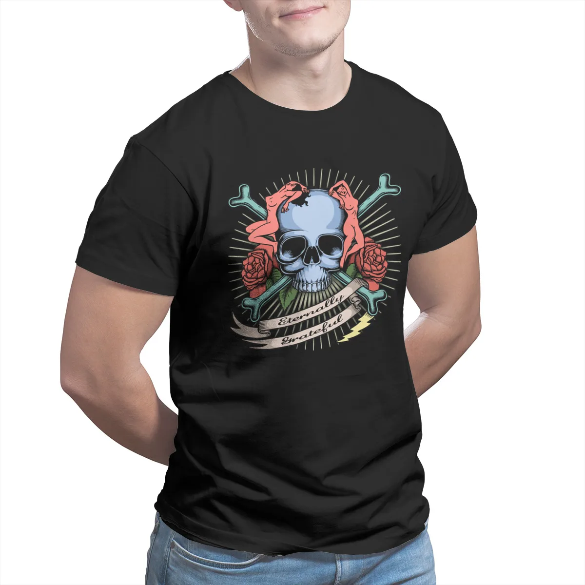

Eternally Grateful T-Shirt Black Short Sleeve Graphic Tops top quality T-shirt 24188