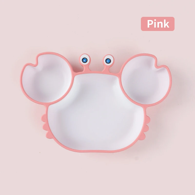 

Baby Dishes Silicone Suction Plate Cute Crab Children Feeding Plate Non-Slip Baby Food Feeding Bowl For Children