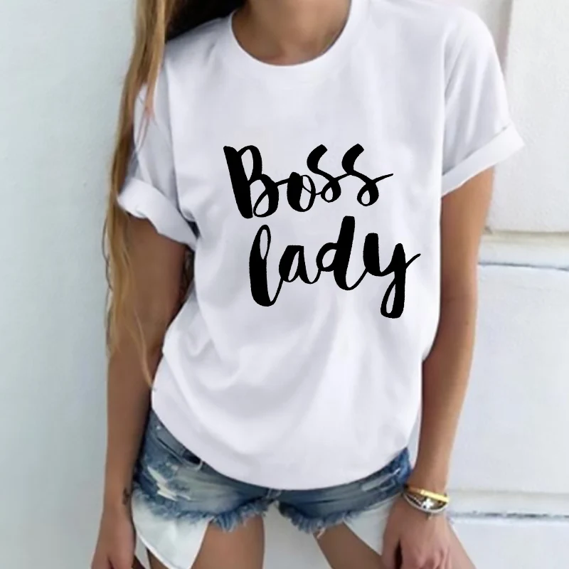 

Boss Lady Letter Print Women Harajuku T shirt Female Funny Leisure Fashion Aesthetic Tops Tee,Drop Ship