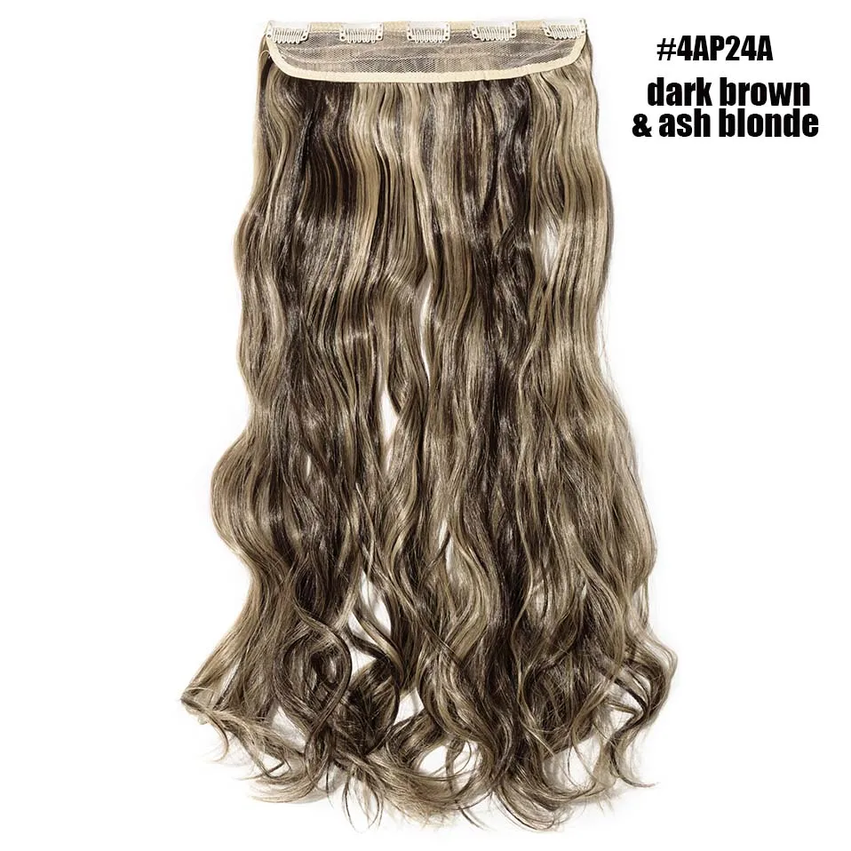 4AP24A S-noilite 2" длинные вьющиеся волосы на клипсах в одном куске настоящие натуральные волнистые синтетические волосы на клипсах 5 клипсах для наращивания волос фиолетовый красный розовый - Цвет: 4AP24A