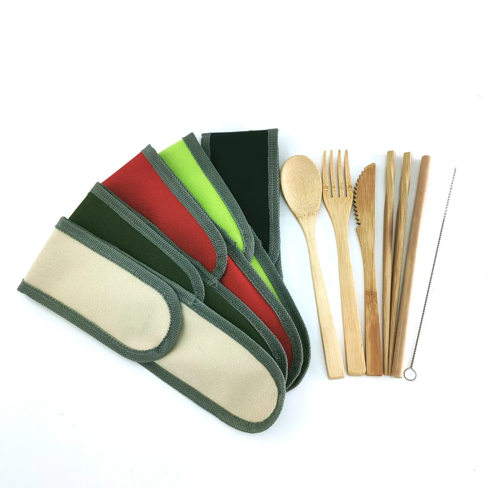 Набор бамбуковых столовых приборов многоразовый переносной набор ножи вилка