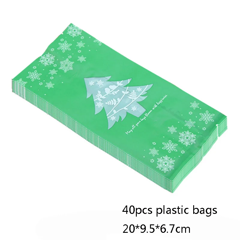 40pcs plastic bags Рождественская коробка для конфет на день рождения украшения для печенья Подарочная коробка Рождественский Декор для дома упаковочные коробки Navida Natal Декор - Цвет: 40pcs plastic bags