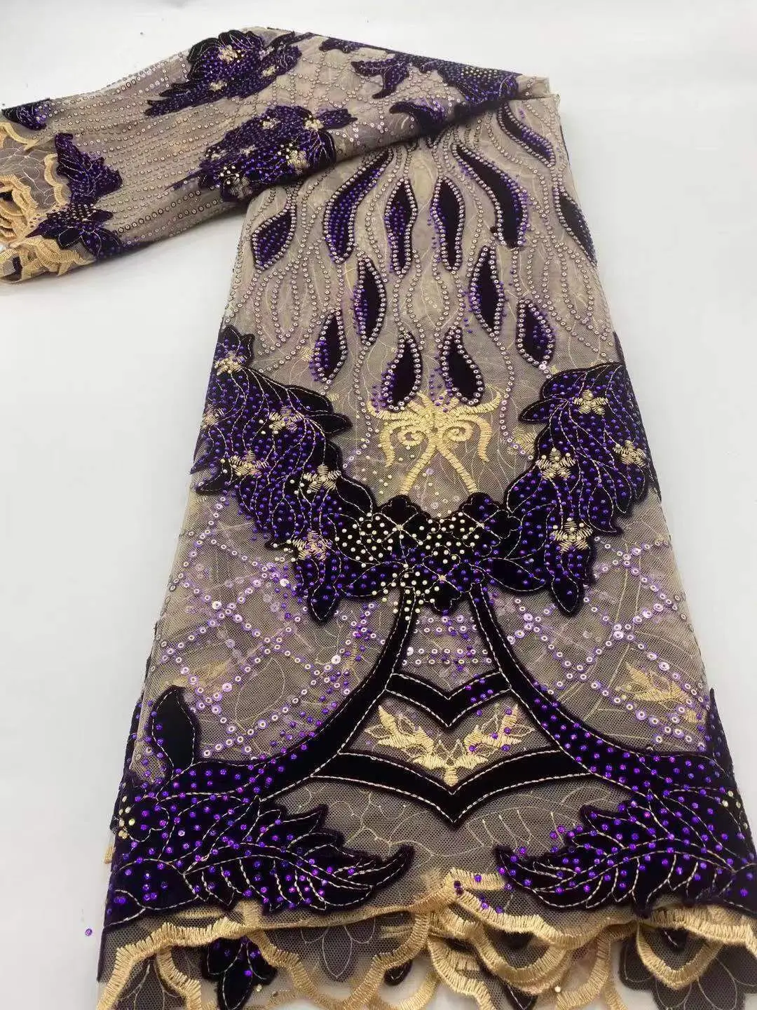 Бархатная нигерийская кружевная вышивка красный цвет Африканский французский