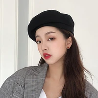 new classic spring autumn soft cotton woman solid color thin simple style street casual fashion ins trend snapback beret cap