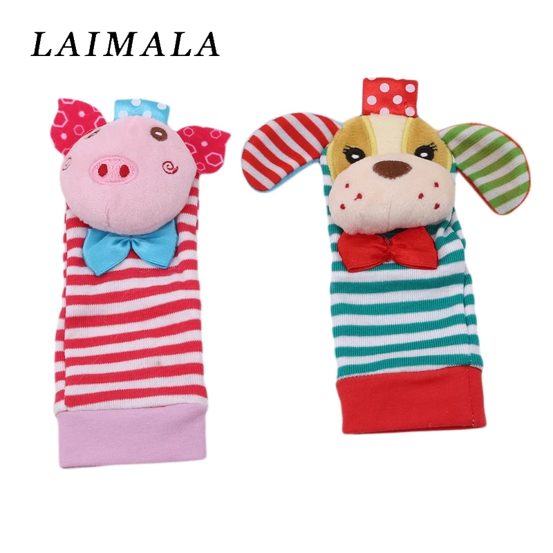 

New Cartton Animal Baby Wrist Strap Rattle 0-12 Months Soft Baby Rattles Toys Infant Newborn Plush Rattles Baby Toy Foot Socks