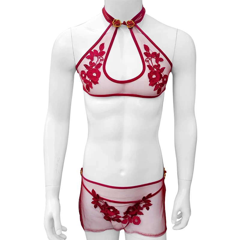 Соблазнительное нижнее белье с вышивкой sпанси пикантное мужское прозрачное