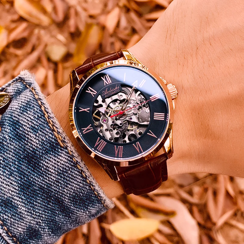 

AOLISHI Мужские часы-Скелетон автоматические механические полые часы 30 м водонепроницаемые спортивные часы лучший бренд Роскошные светящиеся...