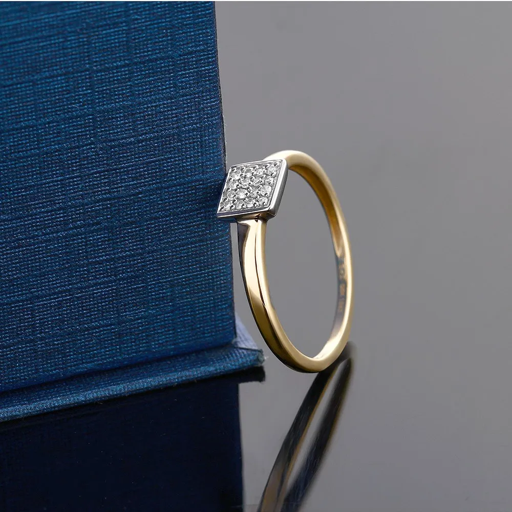 10K двухцветное Золотое Кластерное Женское Обручальное кольцо с белым