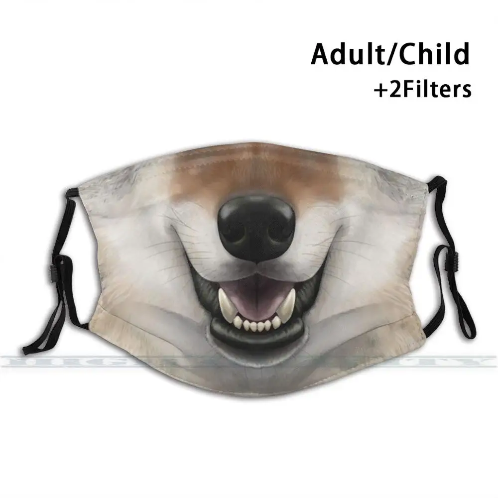 Многоразовая маска для рта и лица деревянного волка Пылезащитная с фильтрами