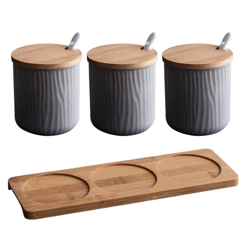 Nieuwe Keramische Kruiden Pot Creatieve Opslag Fles скандинавский Huishouden Kruiden Doos Zout Tank Keuken Benodigdheden Combinatie набор - Цвет: 3PCS SET A