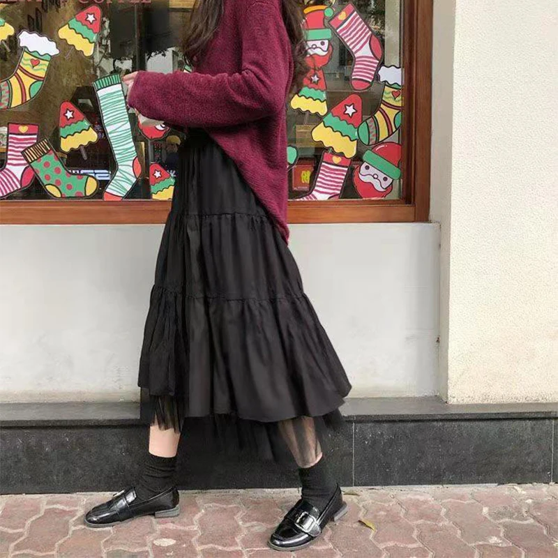 

Zoulv 2021 Spring Summer New School Skirts Women Skirts Harajuku A-line White Black Maxi Skirt for Teenagers High Waist Skirt
