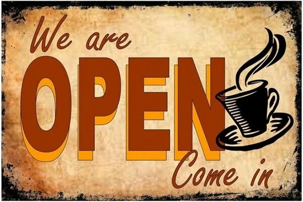 

Vintage We Are Open Come in Metal Tin Sign 8x12 Inch Retro Home Kitchen Cafe Office Bar Pub Shop Art Wall Decor