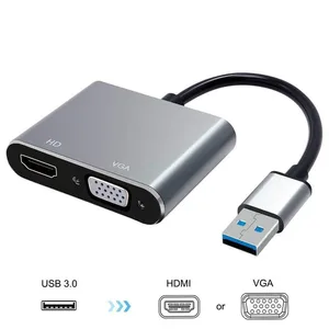 1080p usb 3 0 to hdmi compatible vga 2in1 adapter 2k hd multi display usb to hdmi compatible converter for windows 7810 mac os free global shipping