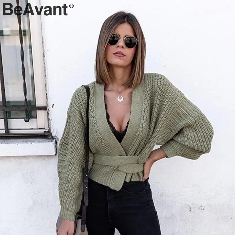 BeAvant вязаный кардиган с v образным вырезом свитер для женщин Осень зима длинный