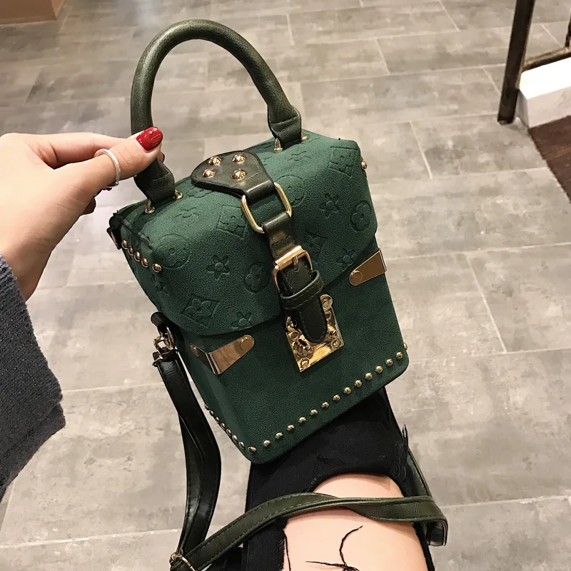 green Сумка, коробка, посылка, квадратная сумка, Корейская версия, дикая сумка-мессенджер, квадратная сумка-мессенджер для мобильного телефона - Цвет: green