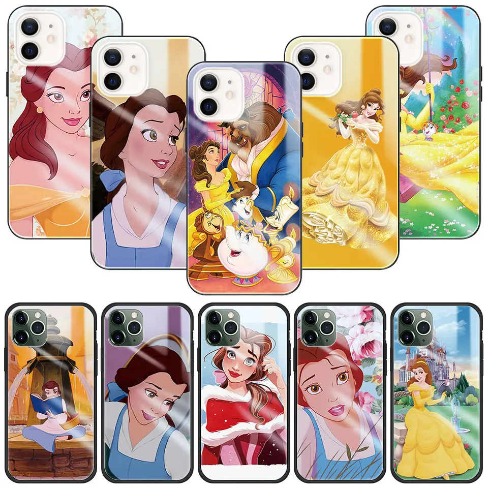 

Case for Apple iphone 11 12 13 Pro Max 7 8 Plus X XR 11Pro 12Pro Tempered Glass Cover Disney Funda Capa Belle Disney Princess
