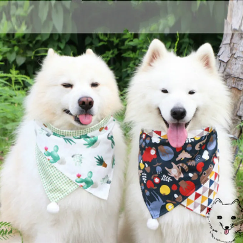 

Colorful Plaid Dots Style Winter Pet Bandanas Cotton Washable Dog Bandanas Scarf Bowties Collar Pet Square Bib Puppies Kitten