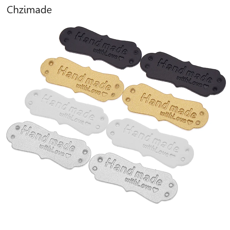 10 шт./лот бирки ручной работы с тиснением для одежды этикетки из искусственной