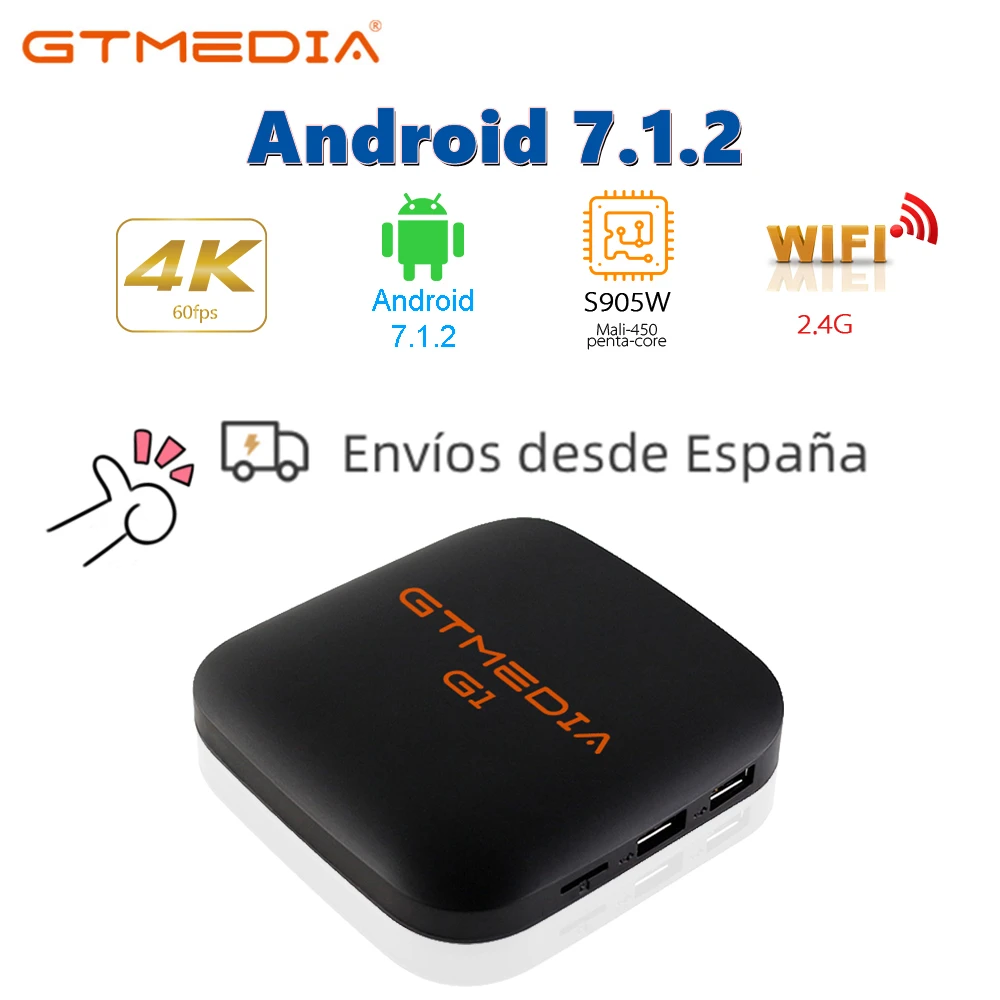 

GTMEDIA G1 Android 7.1 Smart TV BOX S905W 1G 8G 4K 3D H.265 Wifi Netflix media player Receiver play store PKH96 Android BOX