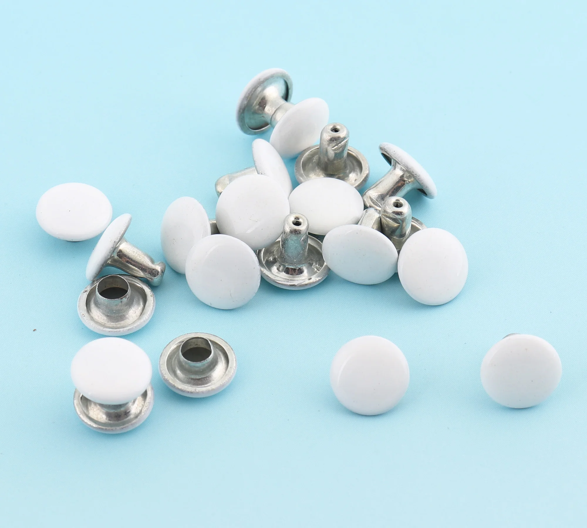 Double Cap Rivets 100sets 8mm White/black Round Leathercraft Purse Notions Metal Studs for Bag/ Belt | Дом и сад