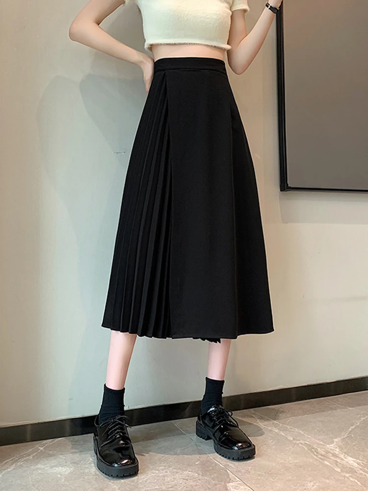 

2021 Spring White pleated skirt irregular pleated skirts female