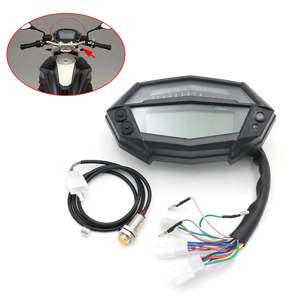Мотоцикл цифровой ЖК дисплей Спидометр Инструмент модифицированный
