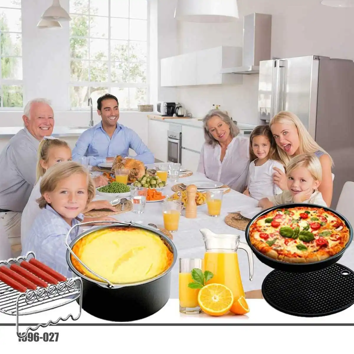 

16PCS Air Fryer Accessories 8 inch for Airfryer 3.7QT-4.3QT Baking Basket Pizza Plate Grill Pot Kitchen Cooking Tool for Party
