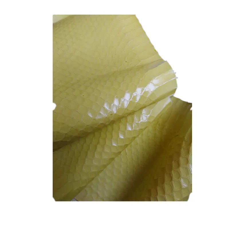 DIY Natural Snakeskin Leather Fabric with Rare Skin yellow10x100cm