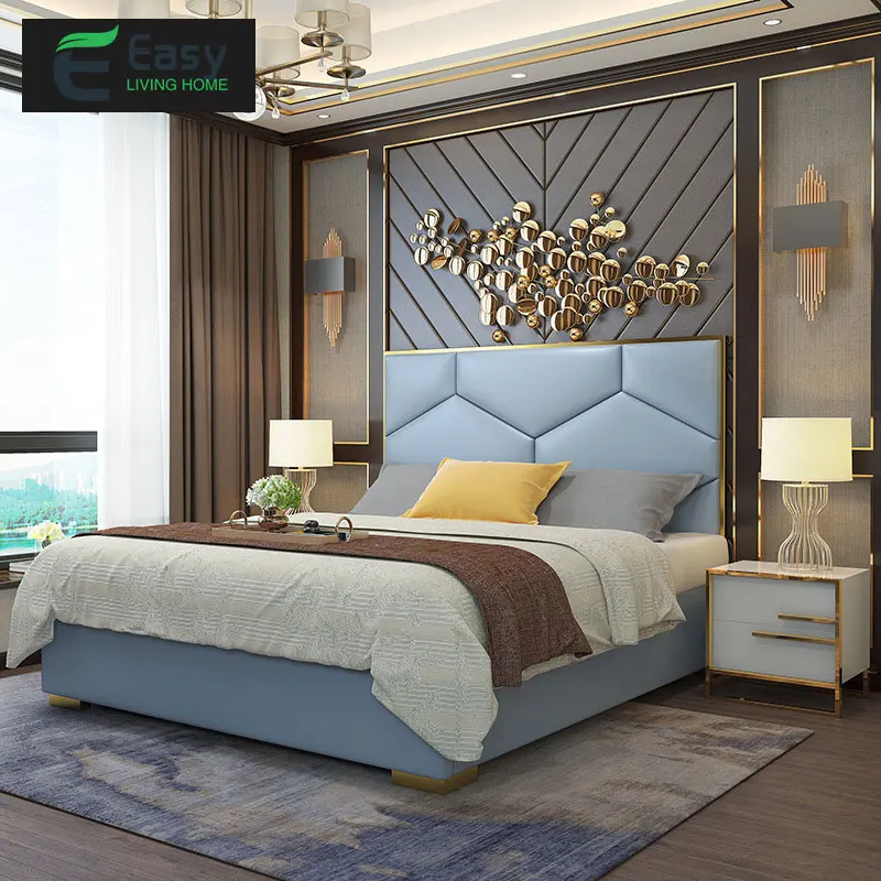 Современная светильник роскошная кожаная американская простая основная кровать