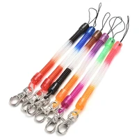 6pcs keychain elastic rope anti theft spring retractable plastic coil stretch ring spiral random color
