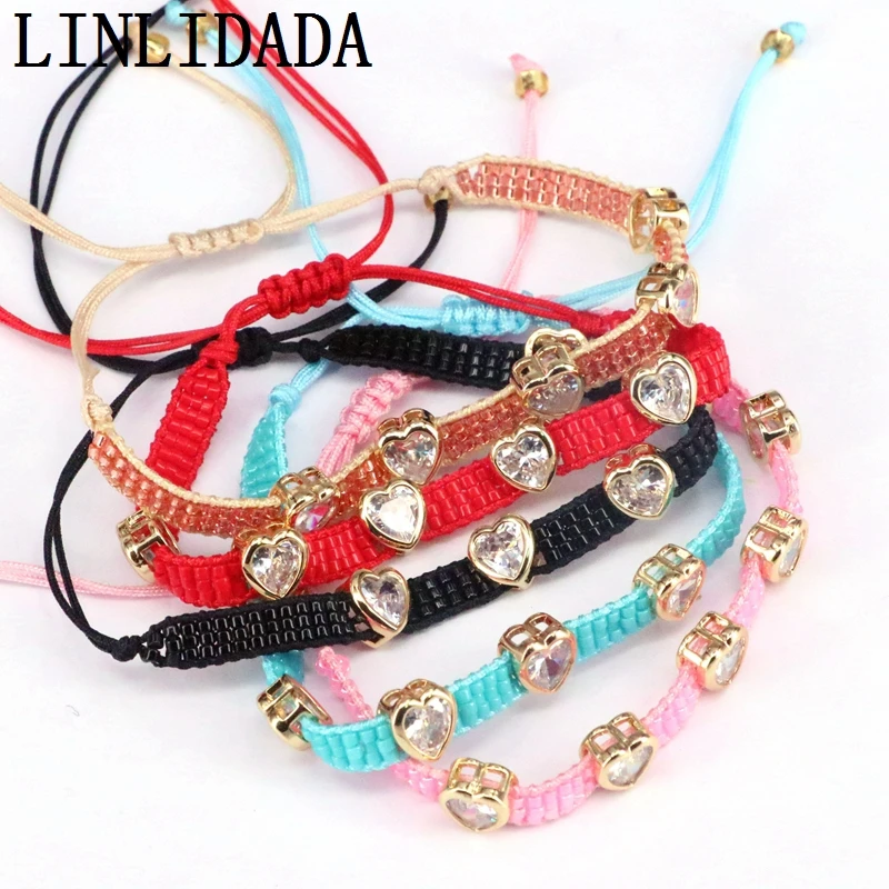

5Pcs Heart Bracelet Ladies Gift 2020 Miyuki Winter Bracelets For Women Adjustable Jewelry handmade Woven Jewellery