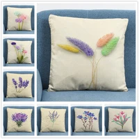 geometric simple nordic wind plant soft short plush cushion cover pillow case for home sofa car decor pillowcase flower 45x45cm