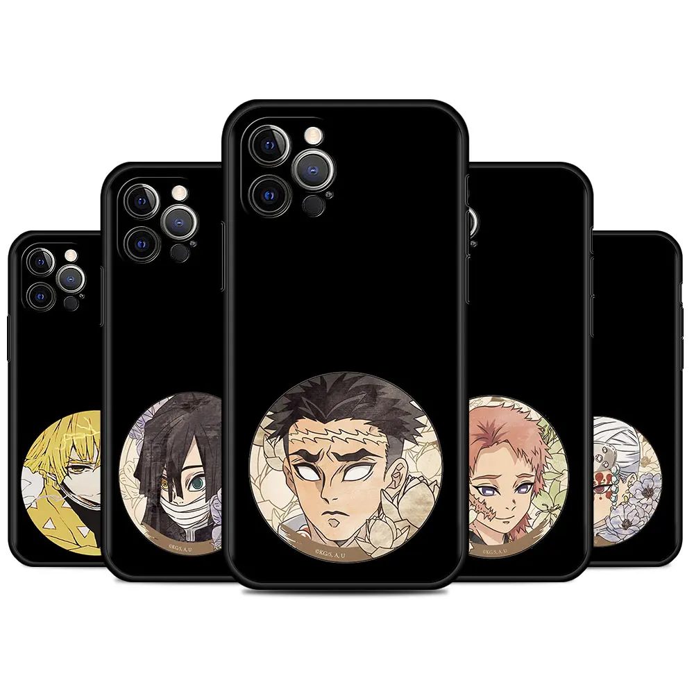

Demon Slayer Phone Case For IPhone 11 13 7 8 Plus XR 12 Pro Max X 6 XS 12 Mini 5 SE Cover Black Soft Silicone Coque