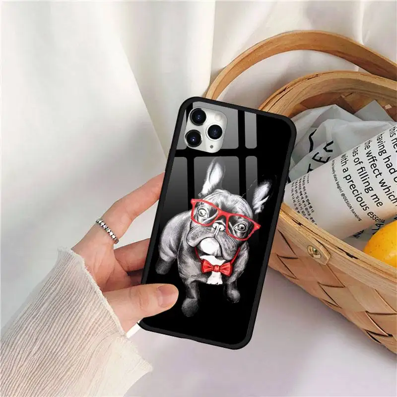 

Cute Funny French Bulldog Phone Case Tempered glass For iphone 11 12 PRO MAX X XS XR 5C 6 6S 7 8 plus