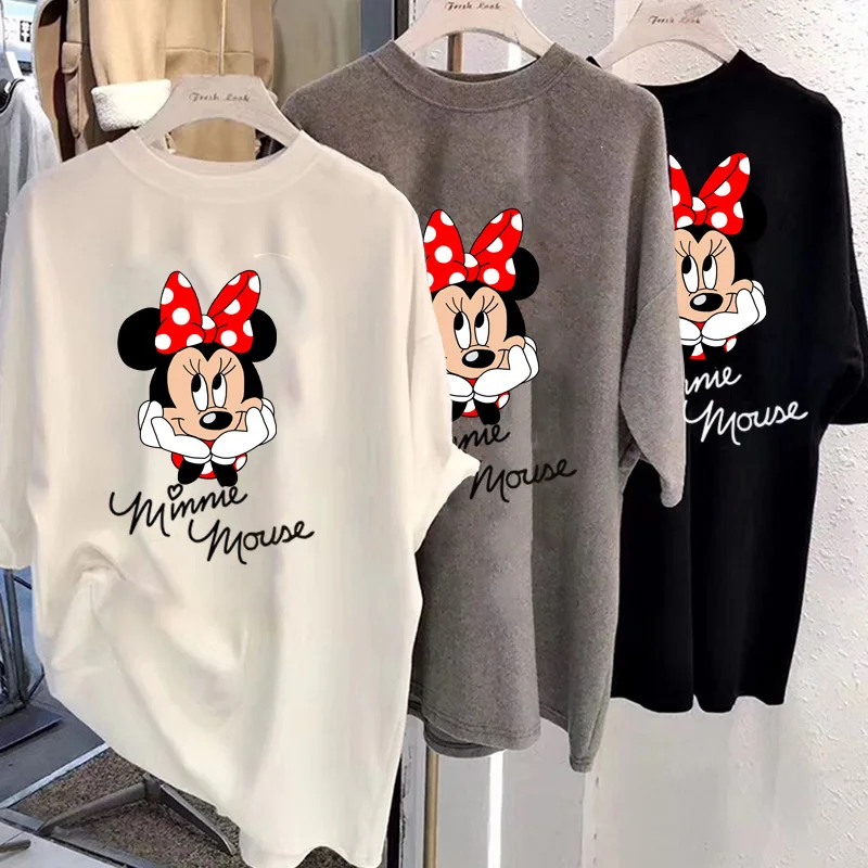 Disney 2021 футболка женская с Микки Маусом Минни Маус женские короткие лето обычная О