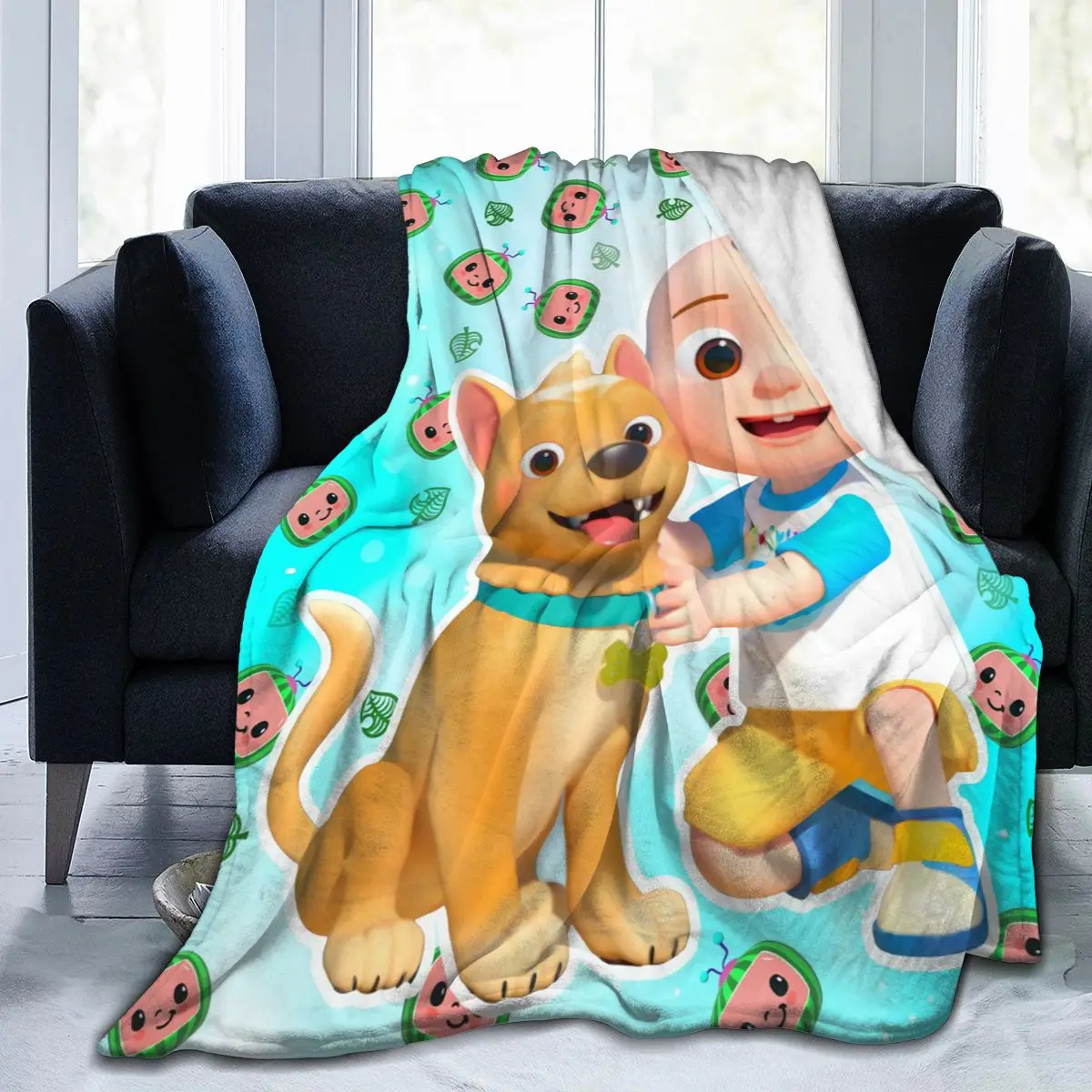 

3D-Printed Blanket Coco Melon Flannel Blanket Bed Throw Soft Cartoon Printed Bedspread Bedspread Sofa Gift