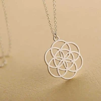 fashion flower of life alloy clavicle necklace yoga jewelry pendant necklace necklace friend gift