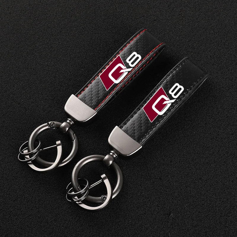 

For audi q7 car Accessories High-Grade Leather Car KeyChain 360 Degree Rotating Horseshoe Key Rings