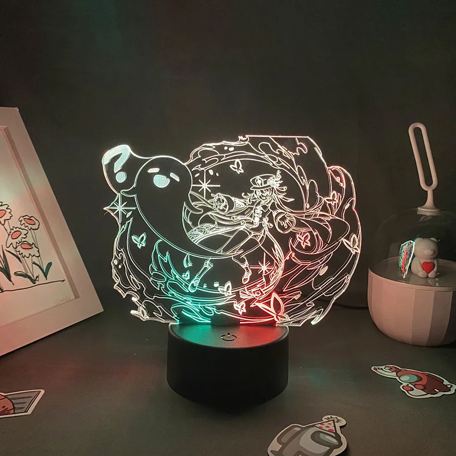 

Genshin Impact Game Figure Hutao Color Two Tone Lamp 3D Led Night Light Xmas Gift for Friends Bedroom Decor Gaming Room Genshin