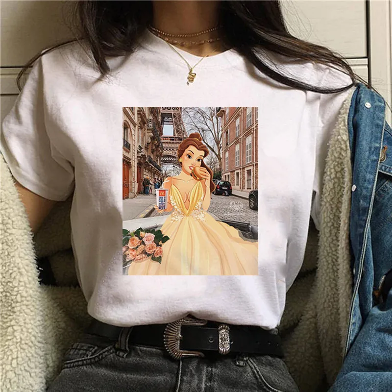 

Princess Print Women Female Tshirt Summer Harajuku Summer Short Sleeve T Shirts Women Casual O Neck Tops