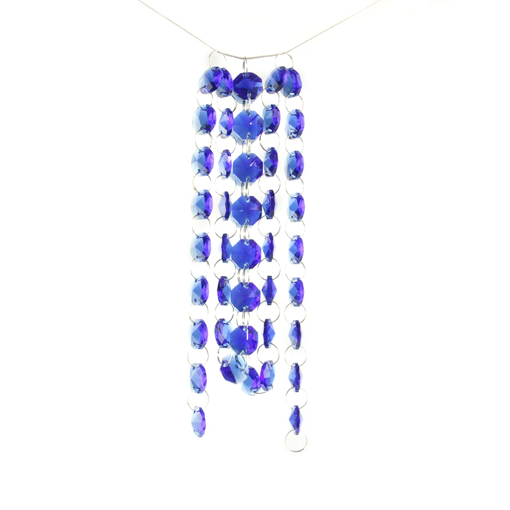 

5m/50m Dark Blue Garland Strand Hanging Crystal Glass 14mm Beads Curtain Diamond Chains Party Tree Wedding Center Decor