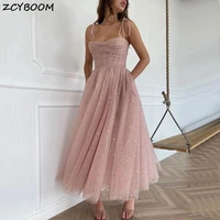 shiny sequined rose pink prom dress 2022 sexy women formal party night vestido de gala elegant long graduation evening gowns