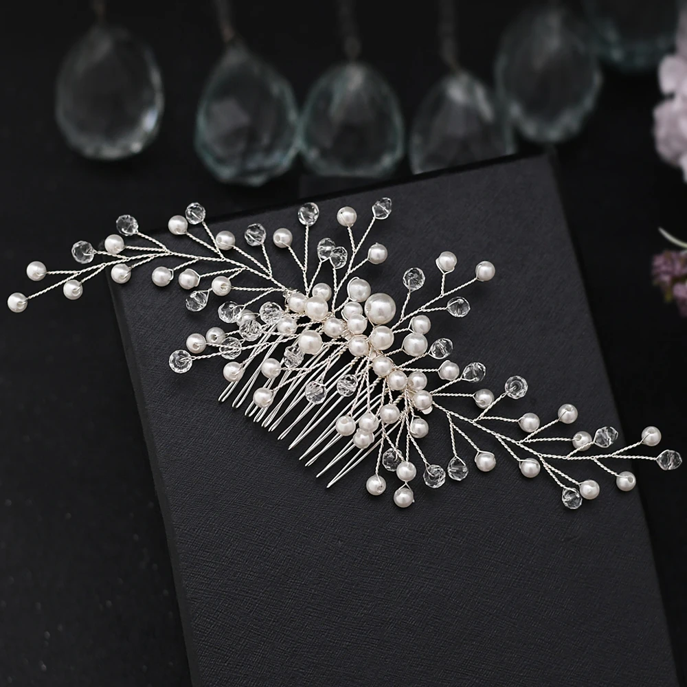 

TOPQUEEN HP341 Cheap Bridal Comb with Pearl Crystal Wedding Accessories Bridal Headpieces Flower Crown Bridal Tiara