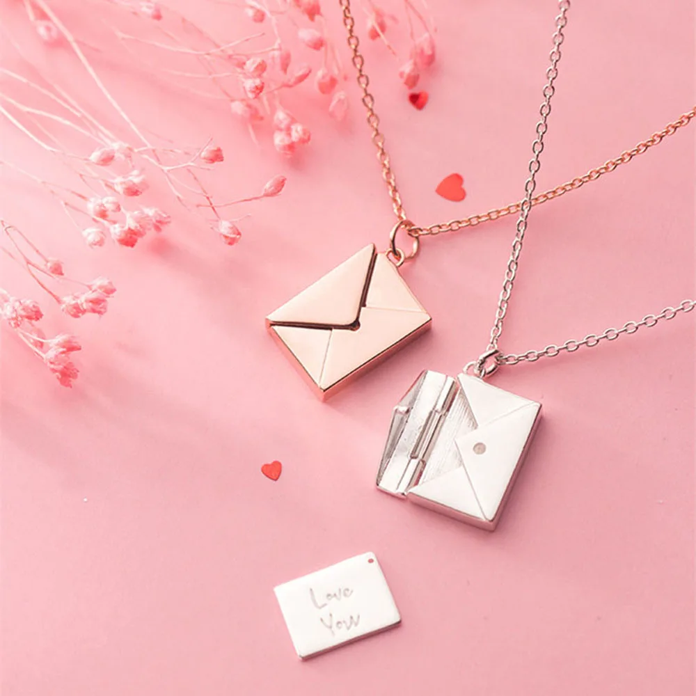 

Pendant Necklace Women Envelope Lover Letter Pendant Best Valentine's Day Gifts for Women Girl Girlfriend 1Pcs