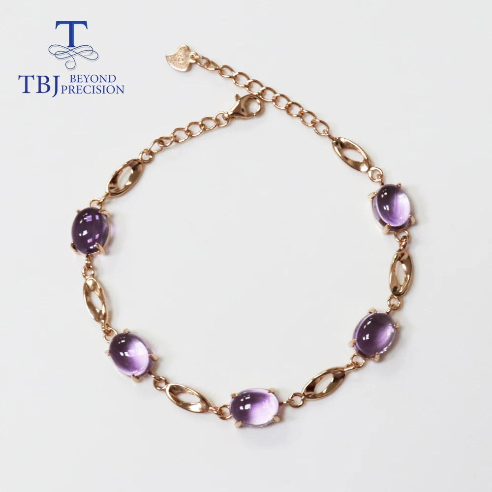 Аметист браслет натуральный драгоценный камень Овальный 7*9 мм с стерлингового