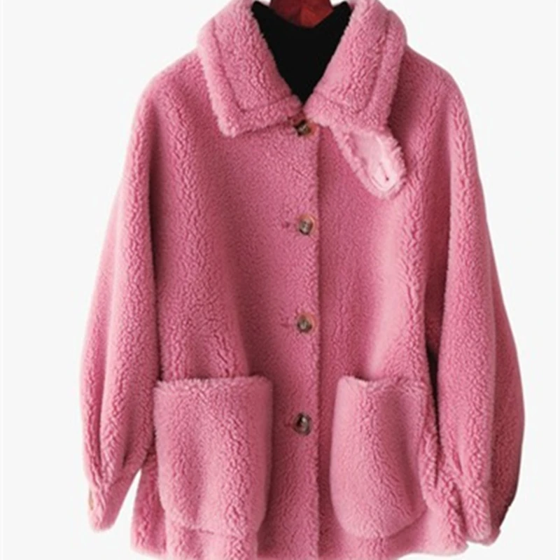 

Fur particles sheep shearing coat wool lamb velvet coat loose and comfortable thick warm simple and versatile women's coat