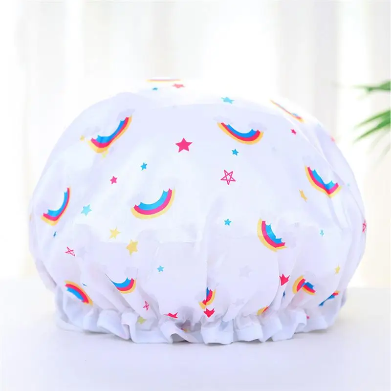 

5pcs Shower Caps Waterproof Plastic Cute Durable Fashion Bath Cap Hair Protective Caps Shower Cap for Women Girls