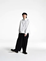 mens new fashion trend big pocket design pressure line simple mens casual loose large size shirt